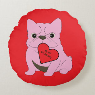 Be my Valentine, dog Round Cushion