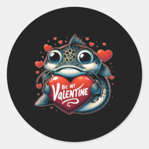 Be My Valentine Flathead Catfish Heart Classic Round Sticker