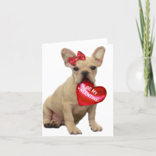 Be my Valentine French bulldog puppy notecard