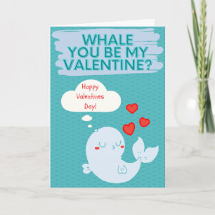 Be My Valentine Funny Whale Card