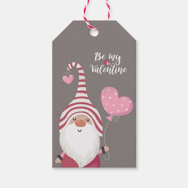 Be My Valentine Gnome Favour Gift Tag (Front)
