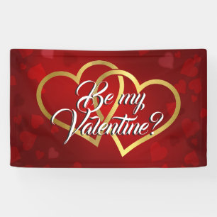BE MY VALENTINE GOLD LINKED HEARTS BANNER