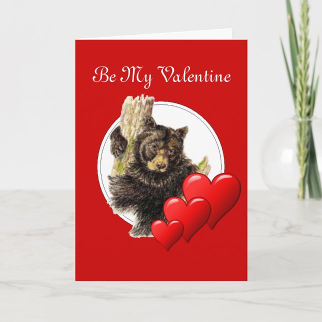 Be my Valentine Grow Old with Me Quote Bear Holiday Card (Front)