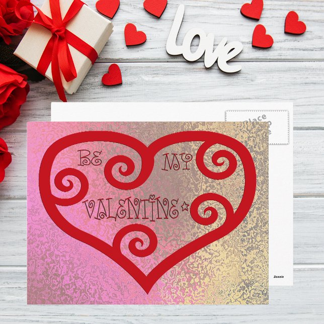Be My Valentine Heart Holiday Postcard (Be My Valentine Heart Holiday Postcard)