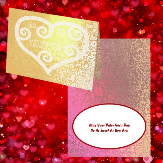 Be My Valentine Heart Swirl Shiny Pattern & Quote Foil Card (Creator Uploaded)