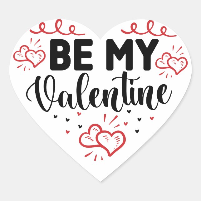 Be My Valentine Holiday Heart Sticker (Front)