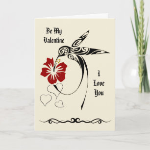 Be My Valentine - I Love You - Hummingbird Holiday Card