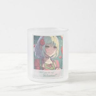 Be My Valentine in Manga Style 33420 Frosted Glass Coffee Mug
