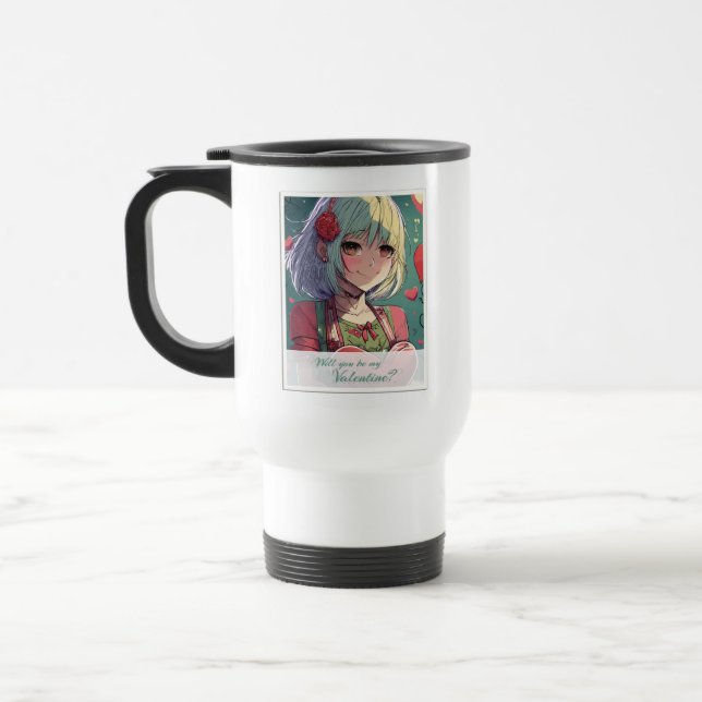 Be My Valentine in Manga Style 33420 Travel Mug (Left)