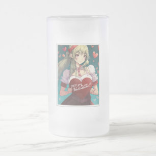 Be My Valentine in Manga Style 33893 Frosted Glass Beer Mug