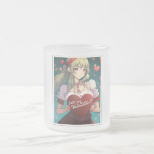 Be My Valentine in Manga Style 33893 Frosted Glass Coffee Mug