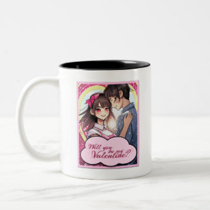 Be My Valentine in Manga Style 58477 Two-Tone Coffee Mug