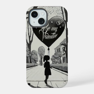 Be My Valentine in Manga Style Monochrome 1617 iPhone 15 Case