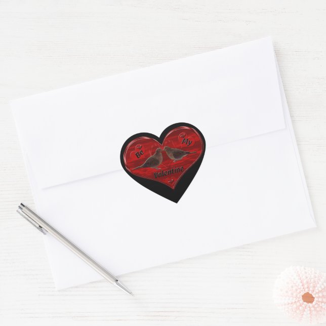 Be My Valentine Kissing Doves Heart Sticker (Envelope)