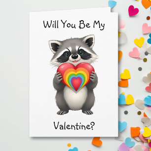 Be My Valentine?    LGBTQ Raccoon Card