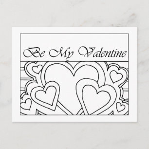Be My Valentine Line Drawing Postcard