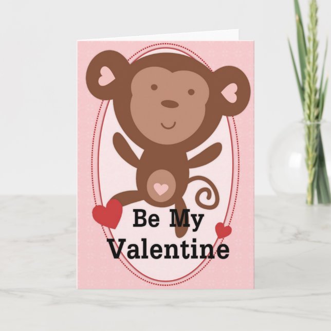 Be My Valentine Little Monkey Greeting Card (Front)