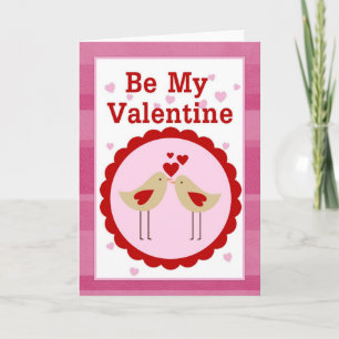 Be My Valentine Love Birds Greeting Card d1