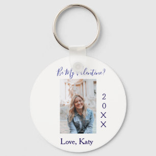 Be my valentine love name purple year photo simple key ring