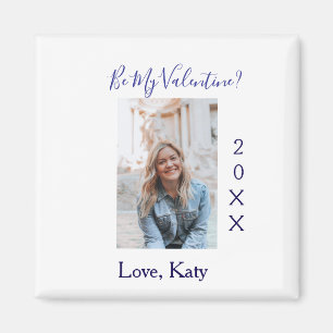 Be my valentine love name purple year photo simple magnet