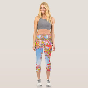 Be my Valentine Nature blooms Heart flowers Love Capri Leggings