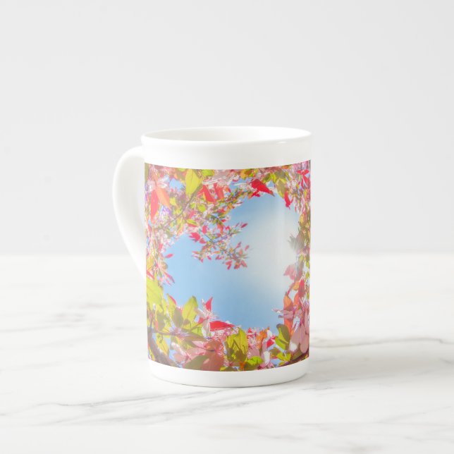 Be my Valentine Nature blooms Heart in flowers  Bone China Mug (Front Left)