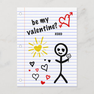 be my valentine notebook paper sketches postcard