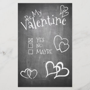 Be my Valentine on a chalk board