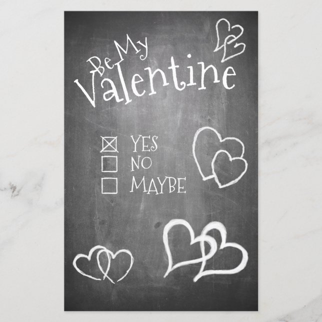 Be my Valentine on a chalk board (Front)
