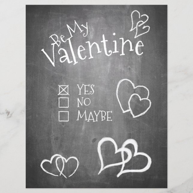 Be my Valentine on a chalk board (Front)