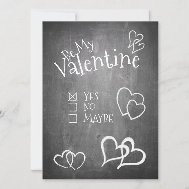 Be my Valentine on a chalk board (Front)