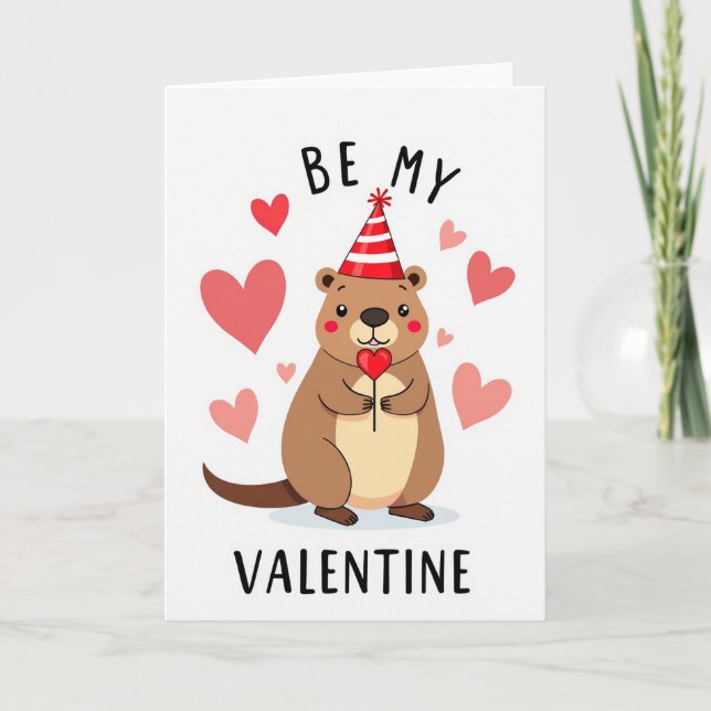 Be My Valentine Otter Card (Front)