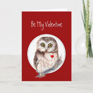 Be My Valentine Owl always Love You, Cute Bird Holiday Card