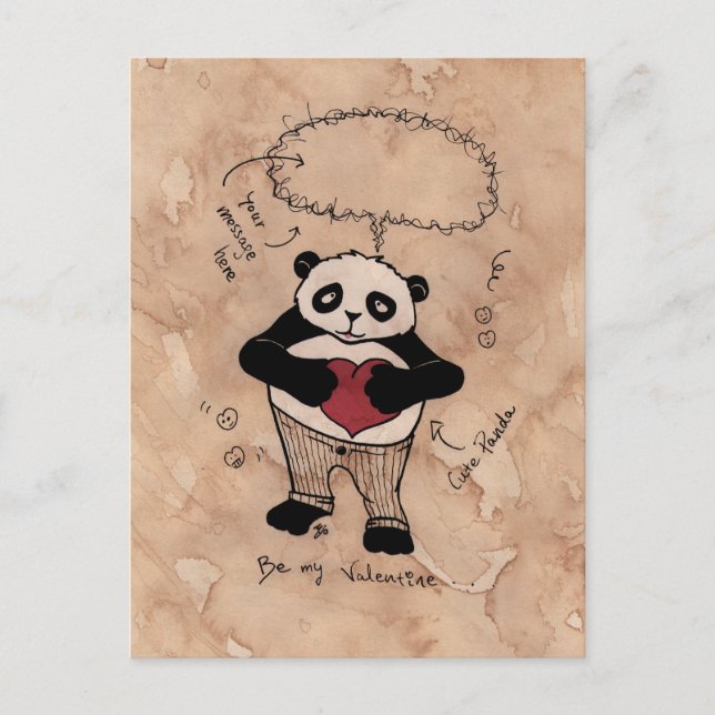 Be my Valentine, Panda. Holiday Postcard (Front)