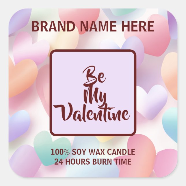 Be My Valentine Pastel Candle Soft Love Labels (Front)
