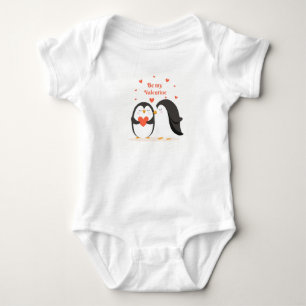 Be My Valentine Penguins Baby Bodysuit