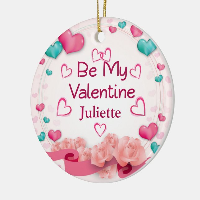 Be My Valentine Personalised Ceramic Ornament (Left)