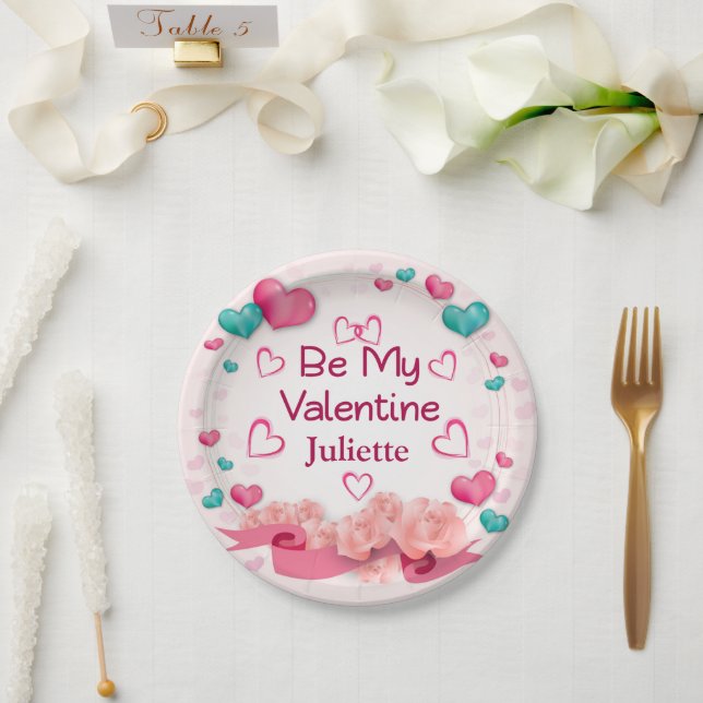 Be My Valentine Personalised Paper Plates (Wedding)