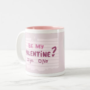 Be My Valentine? Photo Heart Pink Two-Tone Coffee Mug