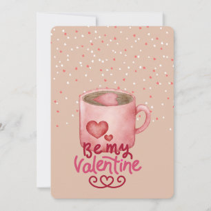 Be My Valentine Pink Coffee Mug Heart Art Holiday Card