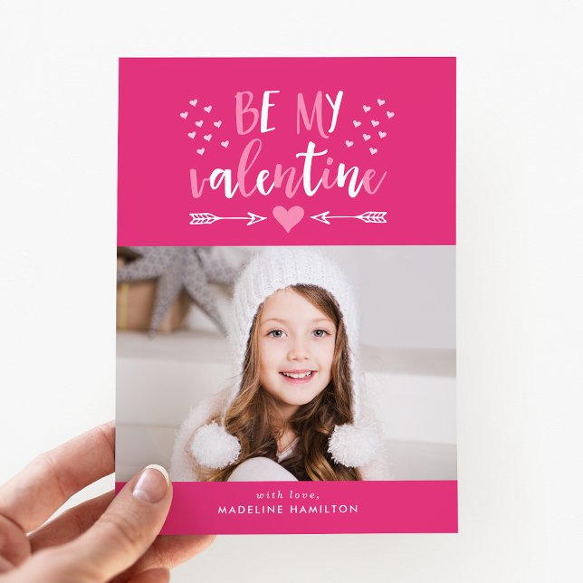 Be My Valentine Pink Valentine's Day Photo Card (Creator Uploaded)