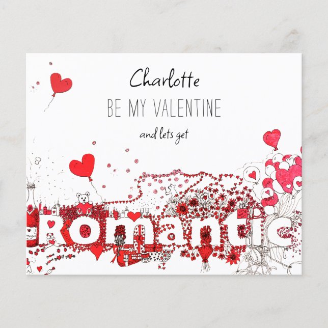 Be My Valentine Quote cute hearts personalised (Front)