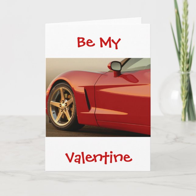 Be My Valentine Red Corvette Holiday Card (Front)