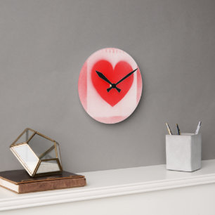 Be my Valentine red heart note Notebook love heart Round Clock