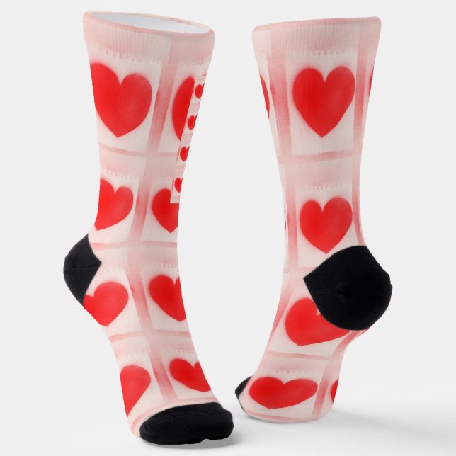 Be my Valentine red heart note  Socks (Angled)