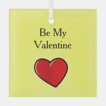 Be my valentine red heart on yellow