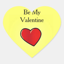 Be my valentine red heart on yellow