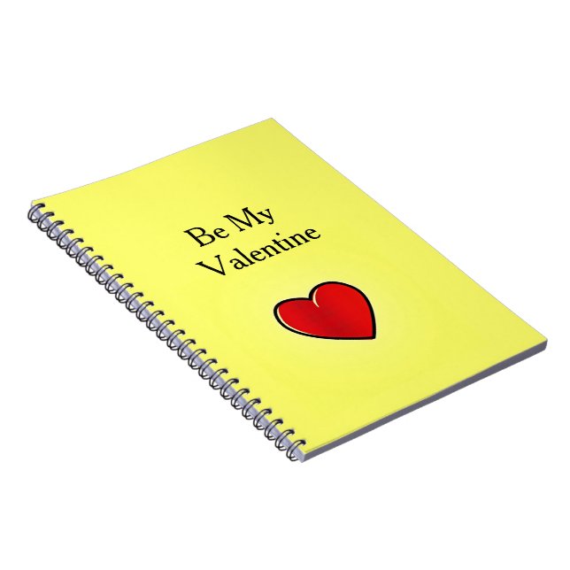 Be my valentine red heart on yellow notebook (Right Side)
