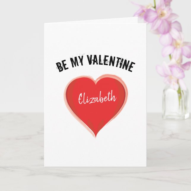 Be My Valentine Red Heart Personalised Coffee Card (Orchid)