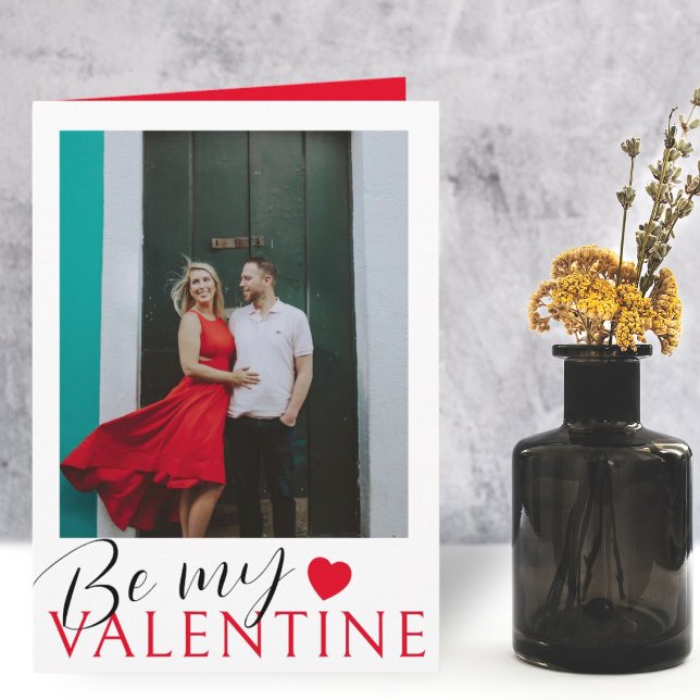 Be My Valentine Red Heart & Photo Card (Creator Uploaded)